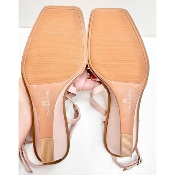Caslon Wedges Size 7.5 Womens Sandals Pink Leather Open Toe - Picture 8 of 8